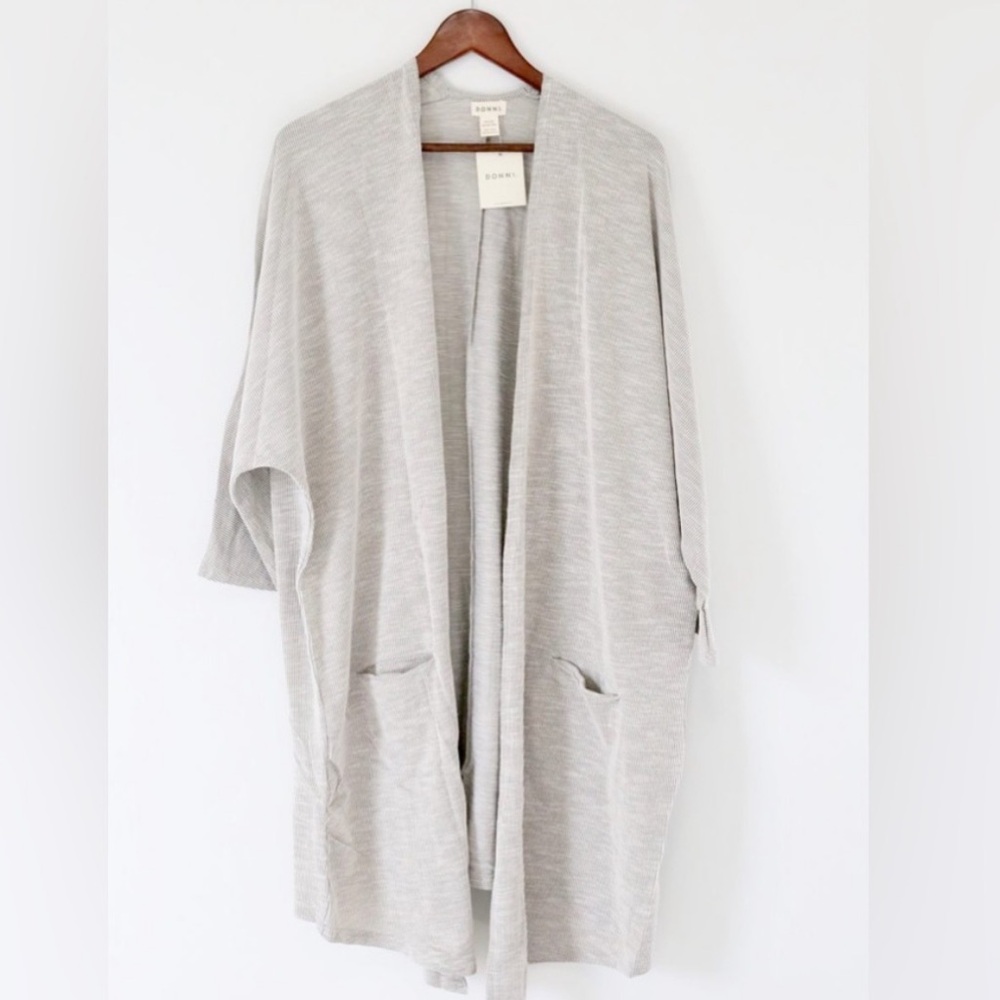 NWT DONNI. Textured pinstripe sand washed cardigan
